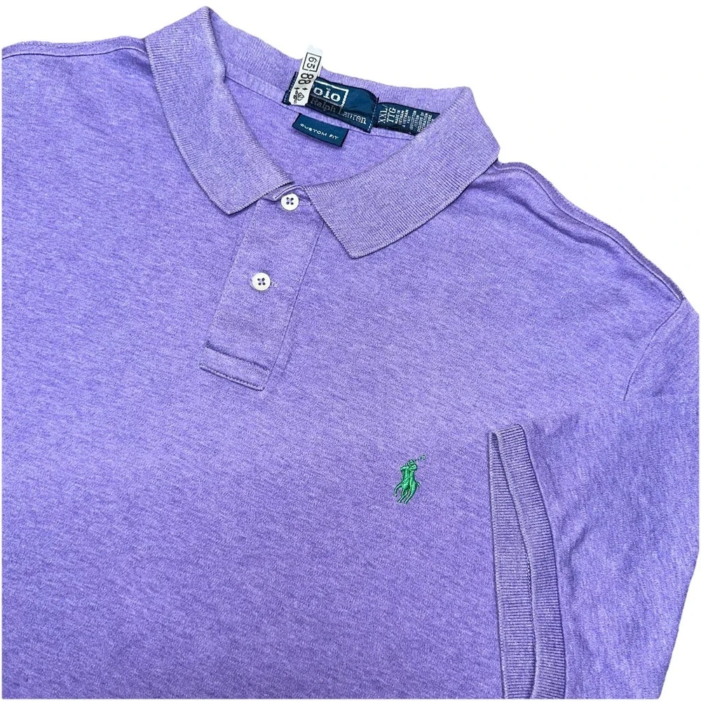 Vintage‎ Polo Ralph Lauren Custom Fit Purple Button Short Sleeve Shirt Men's XXL